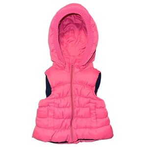 Lily & Dan Baby Girl Pink Puffer Vest With Removable Hood Size 6-12 Months